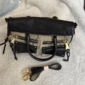 Aimee Kestenberg Black and Cream Satchel with Structured Design
